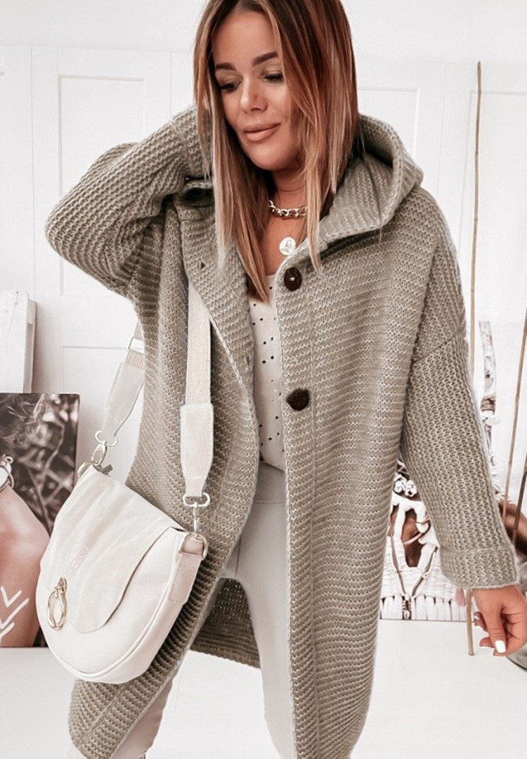 2025 New Style Hooded Knit Cardigan, Elegant and Commuting Style, Loose Fit, Plus Size, Cross-border Sweater - Image 9