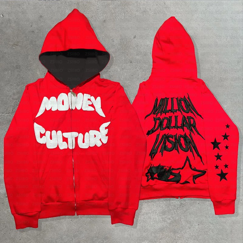 European and American street trend Y2K Gothic punk hip-hop fashion zipper hoodie - Image 8