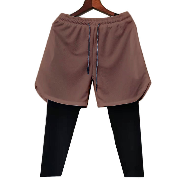 New men's sports fake two-piece trousers training fitness pants thin running overalls one piece drop shipping - Image 18