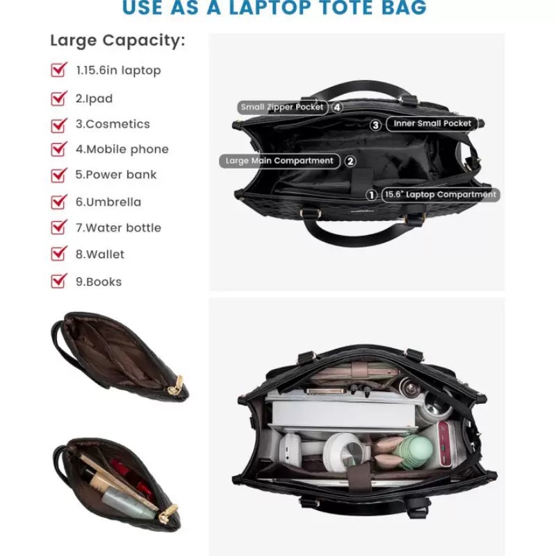 Spot new product 2 in 1 handbag lunch bag combination bag large handbag insulated lunch box female crossbody computer bag - Image 4