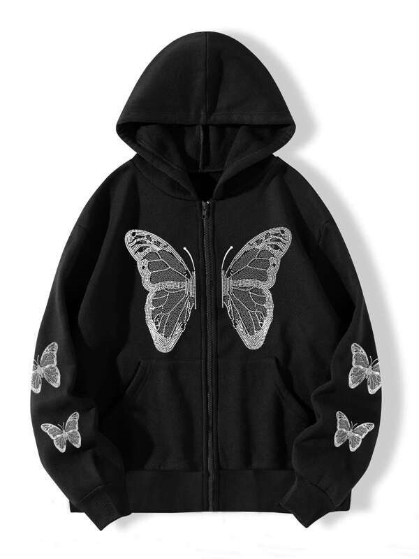 2022 foreign trade cross-border new style European and American ins women's clothing autumn and winter Y2K butterfly print loose hoodie sweatshirt - Image 7