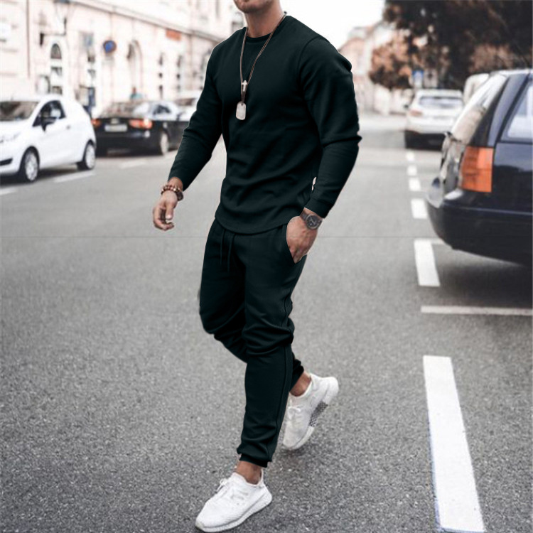2021 Summer Cross-border European and American Independent Station Long Sleeve Casual Suit Two-piece Men's Trendy Multicolor - Image 4