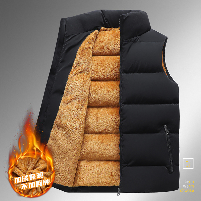 Sherpa velvet men's autumn and winter plus velvet vest teenager students thickened warm casual warm stand collar waistcoat vest - Image 3