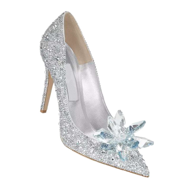 Lin Chiling star with the same Cinderella crystal shoes women's 2021 early spring new pointed toe stiletto bridal high-heeled wedding shoes - Image 8
