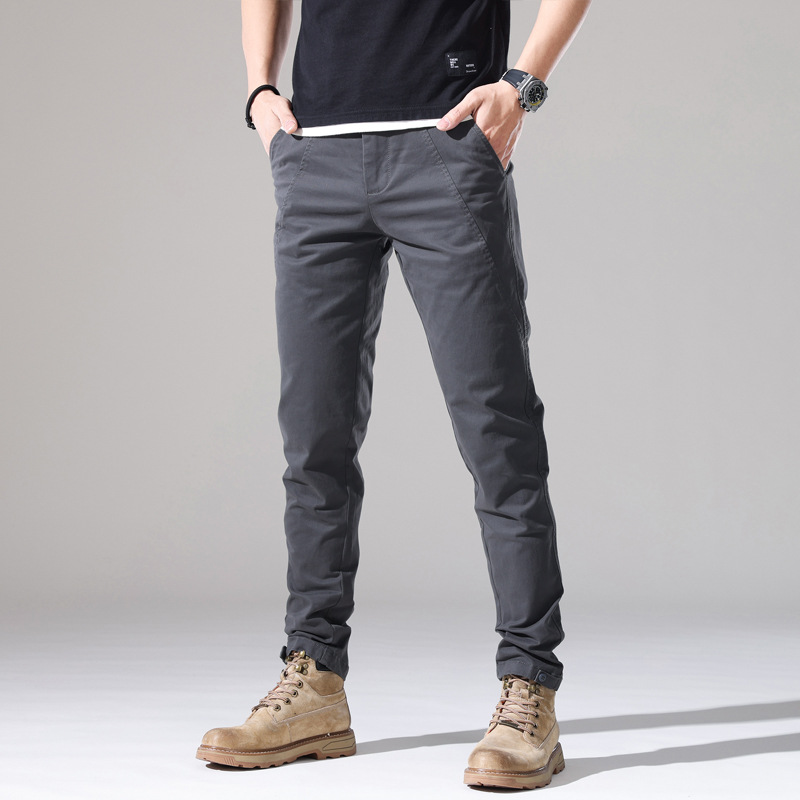 Trendy soft men's stretch casual pants for young men Korean style slim fit solid color versatile skinny long pants for men - Image 3