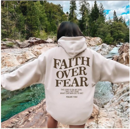 Foreign trade Amazon AliExpress new hooded long-sleeved FaithOverFear printed hooded sweatshirt - Image 12