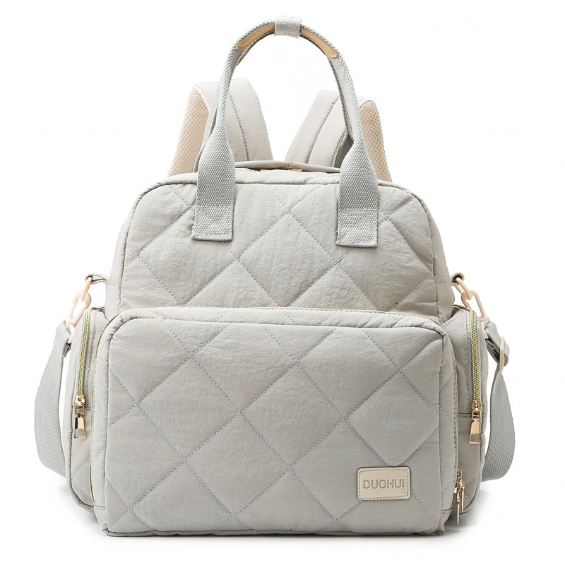 Mommy bag new clothing fabric large rhombus multifunctional mother and baby bag for going out with diaper pad large capacity mommy bag - Image 7