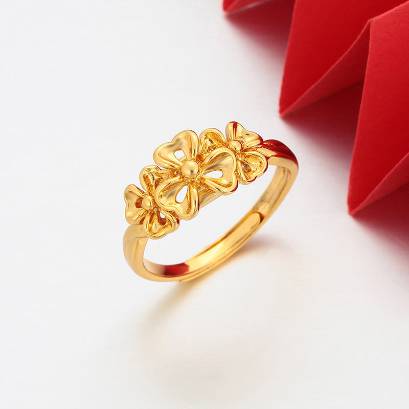 Xuping Simple Imitation Gold Flower Adjustable Ring, Copper Alloy Plated 24k Color, Niche European and American Cross-border Ring for Women - Image 2