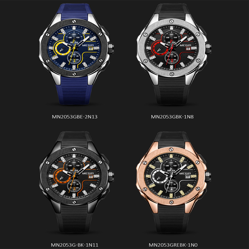 MEGIR cross-border explosive multifunctional fashion silicone strap sports quartz watch men's waterproof luminous wholesale watch - Image 4