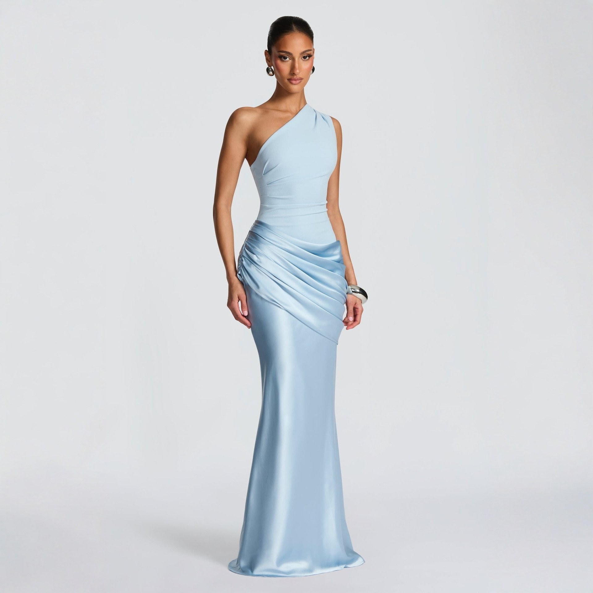 European and American style women's casual long-sleeved slim-fit pure and sexy suspender long dress slim solid color hip-hugging dress - Image 4