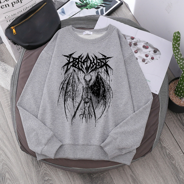 AliExpress wish cross-border new long-sleeved round neck loose street dark Harajuku fleece Y2K sweater - Image 10