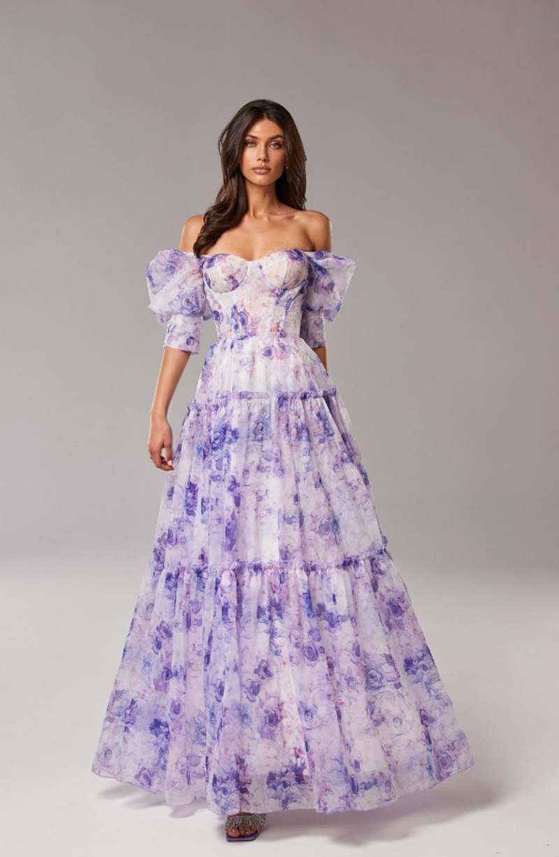 New European and American cross-border style off-shoulder European and American women's fashion organza fairy long elegant evening dress - Image 8