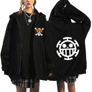 Anime Zipper Hoodies Manga Sweatshirts Harajuku Oversized_