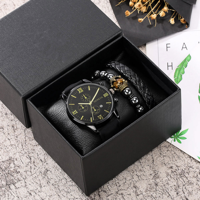 2022 new foreign trade hot selling men's set gift watch 3pcs bracelet three-piece men's watch calendar watch - Image 12
