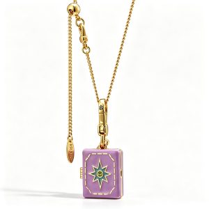 Foreign trade cross-border jewelry, enamel glaze, openable purple book pendant necklace, exquisite answer book keychain