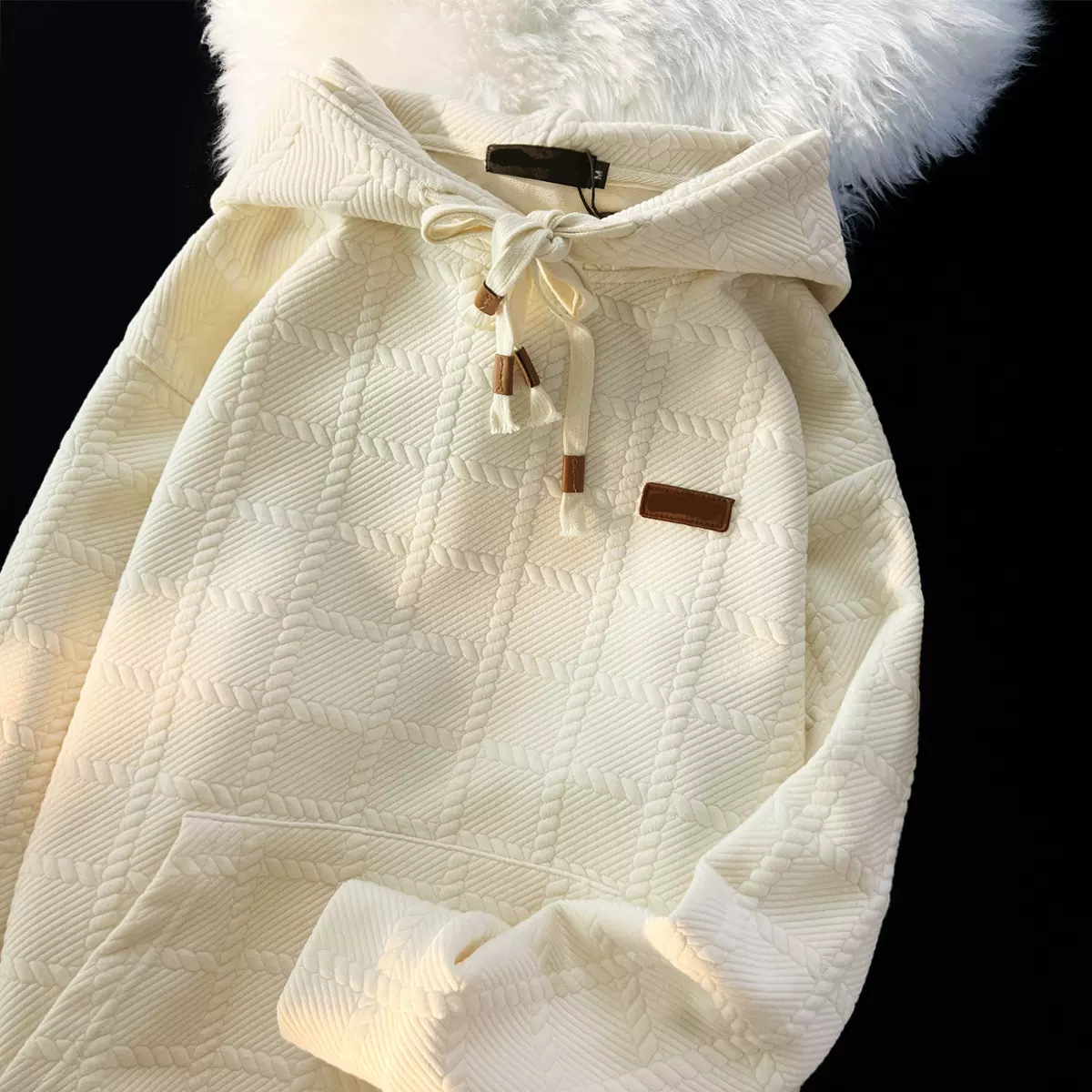 Milky niche high-end hooded sweatshirt for women in early spring and autumn couples loose lazy style oversize thin jacket - Image 5
