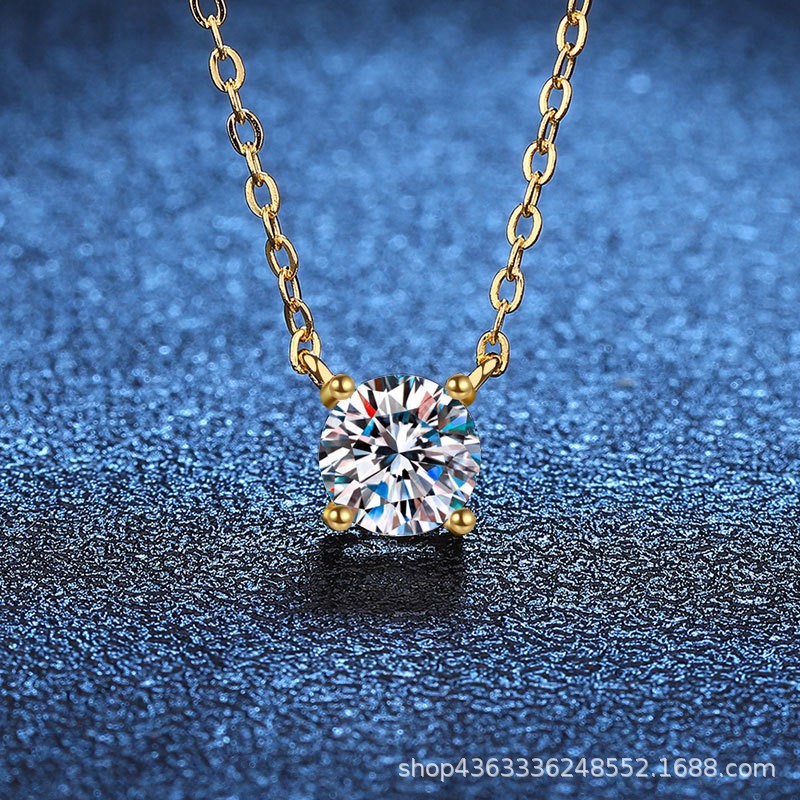 Cross-border 5-carat moissanite S925 sterling silver necklace, moissanite pendant, women's light luxury four-prong necklace, wholesale. - Image 8