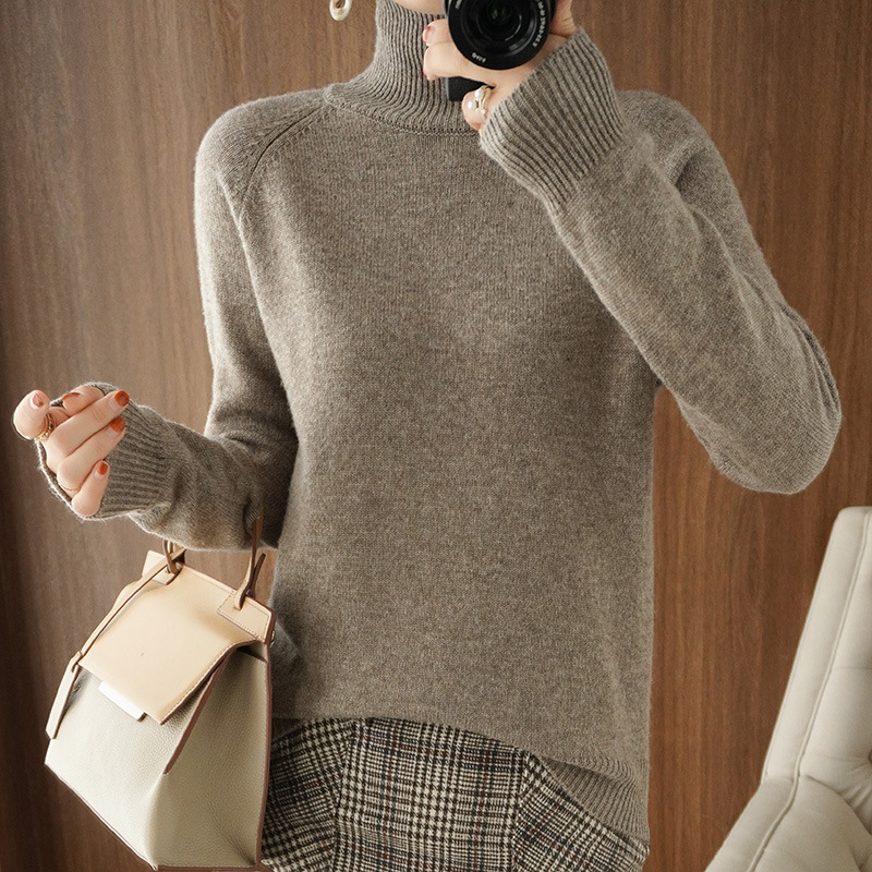 Autumn and winter new style stand collar pullover sweater women loose thick Korean version solid color high collar knitted bottoming sweater wool sweater women - Image 7