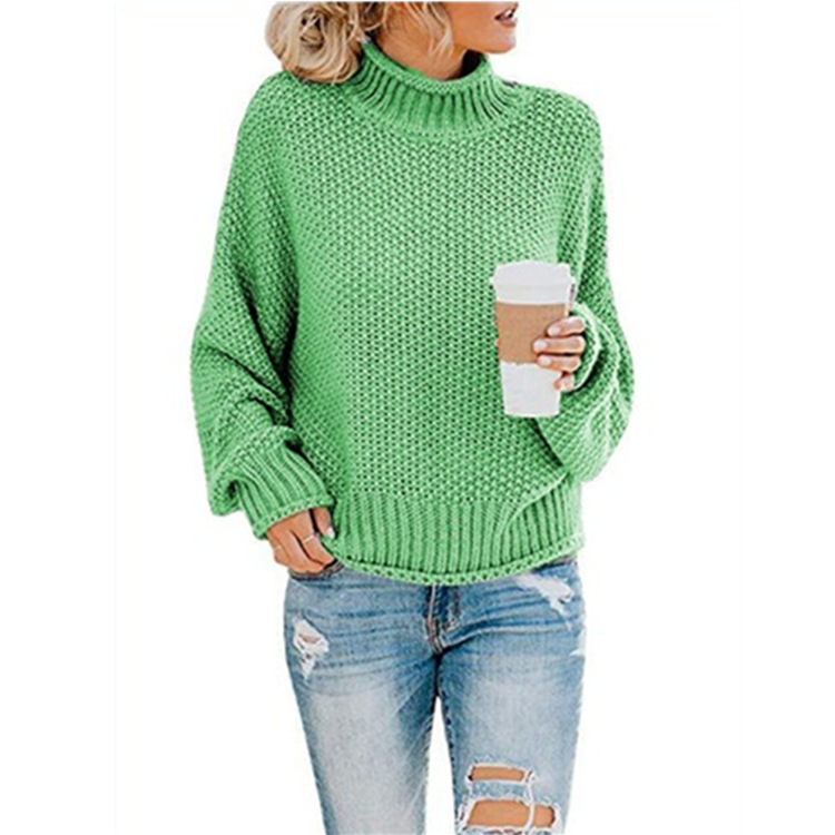 Turtleneck sweater women autumn and winter Amazon knitted sweater loose solid color large size OL commuting cross-border women's clothing - Image 11