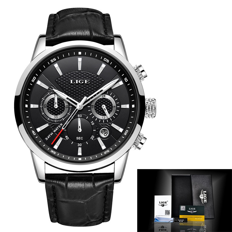 New LIGE 9866 men's sports quartz watch waterproof steel belt binocular multifunctional watch business watch - Image 16