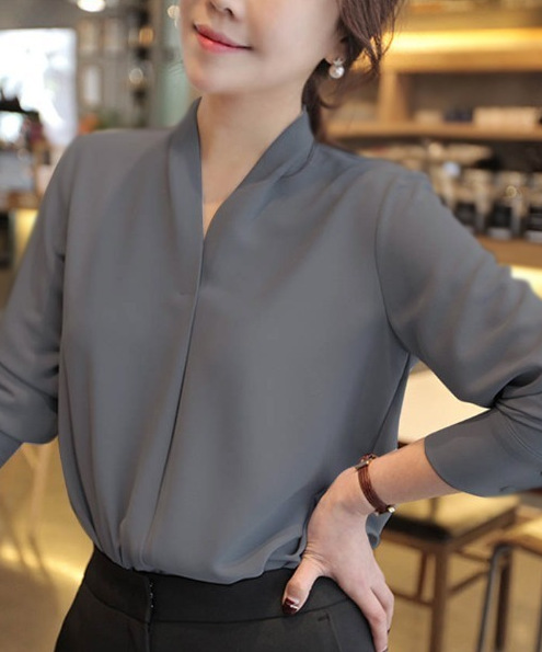 4-color 2025 Autumn New Long-sleeved Shirt, Loose Fit, Professional, Elegant, Goddess Style, Base Chiffon Blouse 938 - Image 6