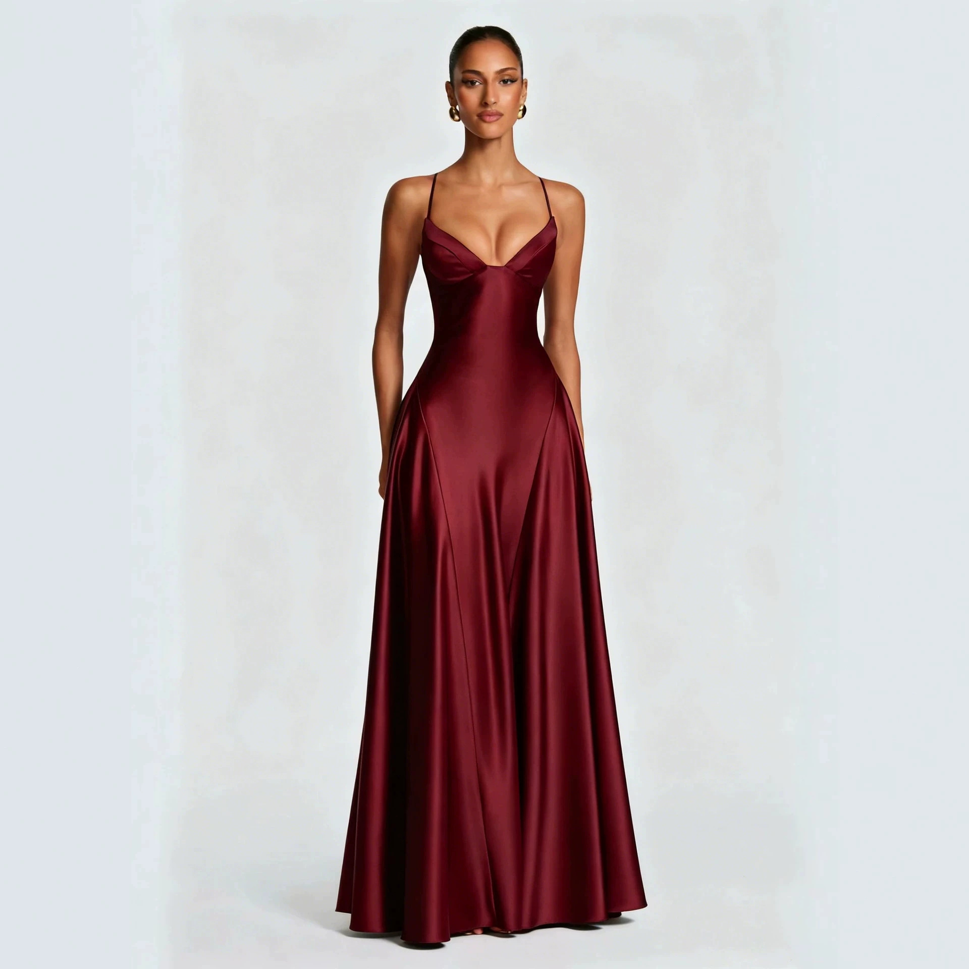 Women's Satin Strapless Bodycon Dress - Image 3