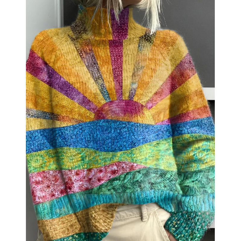 New Christmas Abstract Print Casual Cape Cardigan Sweater for Foreign Trade and Cross-Border - Image 30