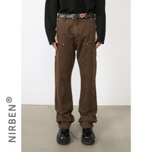 Nirben denim | American retro overalls men ins trendy brand loose overalls couple washed casual pants