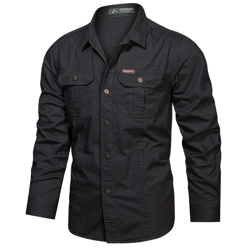 2024 Spring and Autumn New Shirt Men's Long Sleeve Cotton Casual Solid Color Shirt Middle-aged and Young Worker Slim Jacket - Image 28