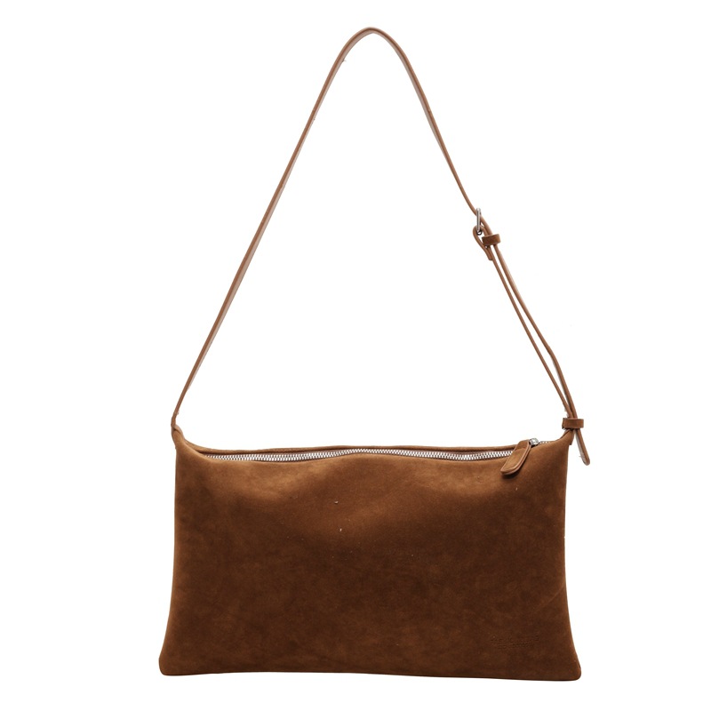 Autumn and winter lazy style retro frosted suede new single shoulder underarm bag simple tote bag large capacity commuter bag - Image 8