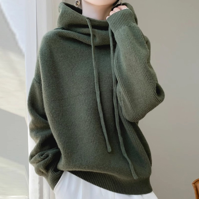 Cross-border European goods pile collar thickened sweater women 2024 autumn and winter new lazy style all-match long-sleeved knitted sweater women - Image 8
