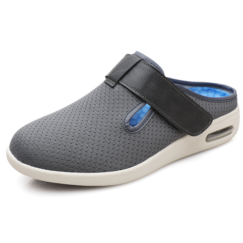 Summer walking shoes for the elderly with fattening and widening half-cup casual shoes for swollen feet and easy to take off shoes with anti-slip Velcro cross-border - Image 3