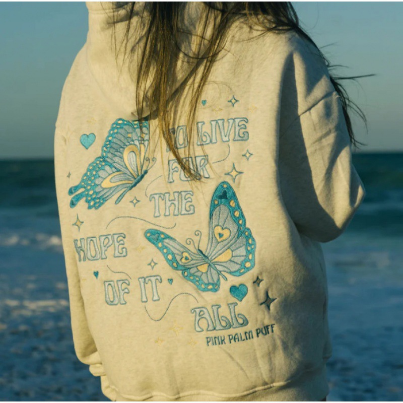 2024 New European Size Women's Drop Shoulder Sleeve Threaded Hawaii Hibiscus Brand Sweatshirt Hoodie Print - Image 10