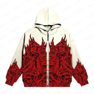 2023 European and American Street Trends Y2K Gothic Punk Hip-Hop Fashion Zipper Digital Printed Hoodies