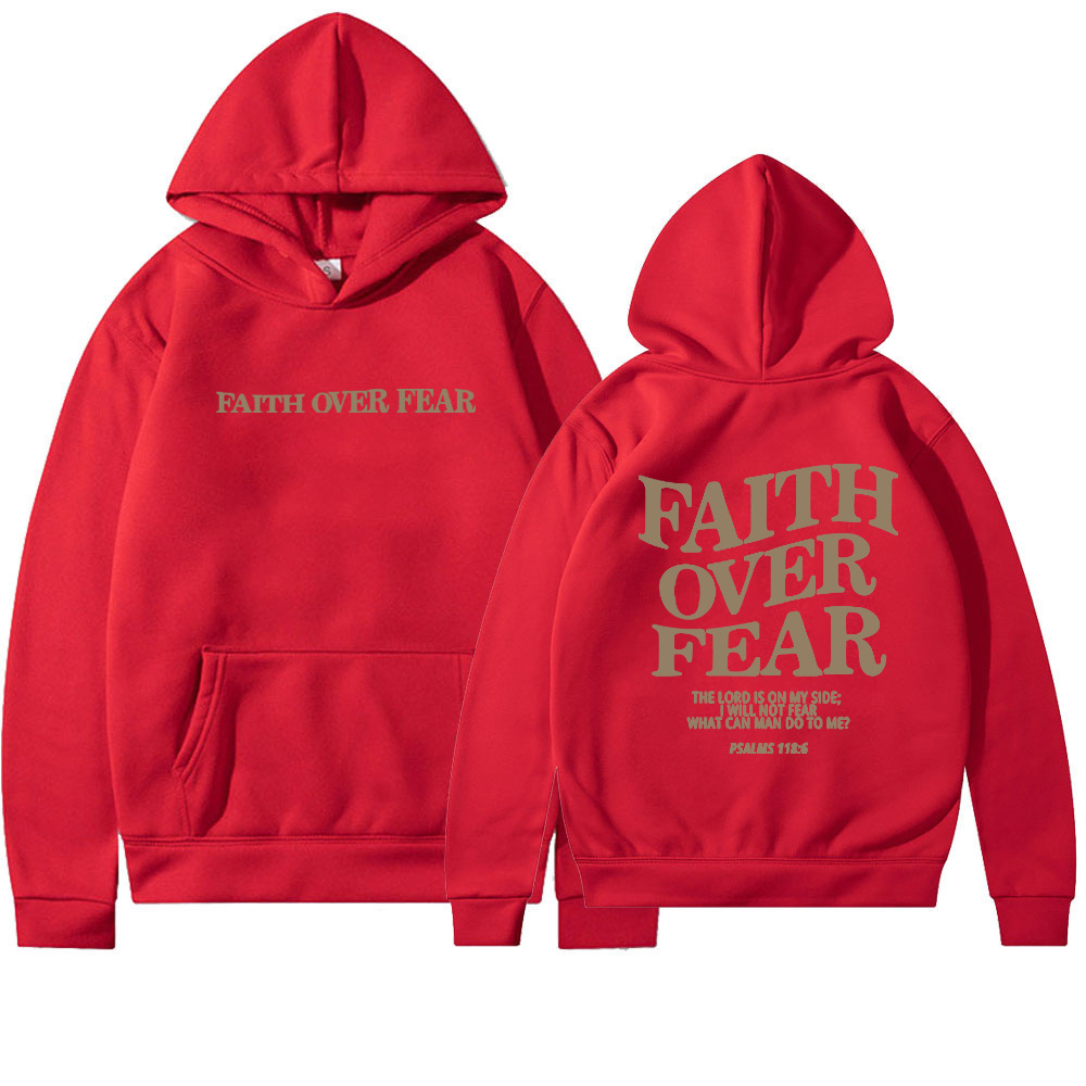 Foreign trade Amazon AliExpress new hooded long-sleeved FaithOverFear printed hooded sweatshirt - Image 11