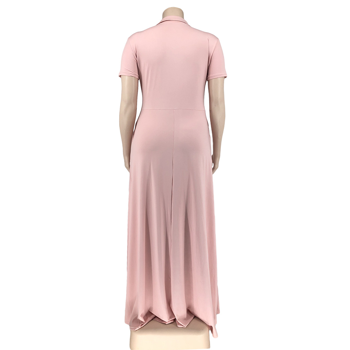 FAGADOER Elegant Solid Plus Size Dress XL-5XL Women Short Sleeve A-line Folding Dress Fashion Casual Clothing Streetwear Robe 2022 - Image 8