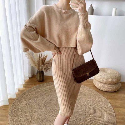 Suspender skirt suit autumn and winter new sweater dress two-piece dress other real shots and models in stock - Image 7