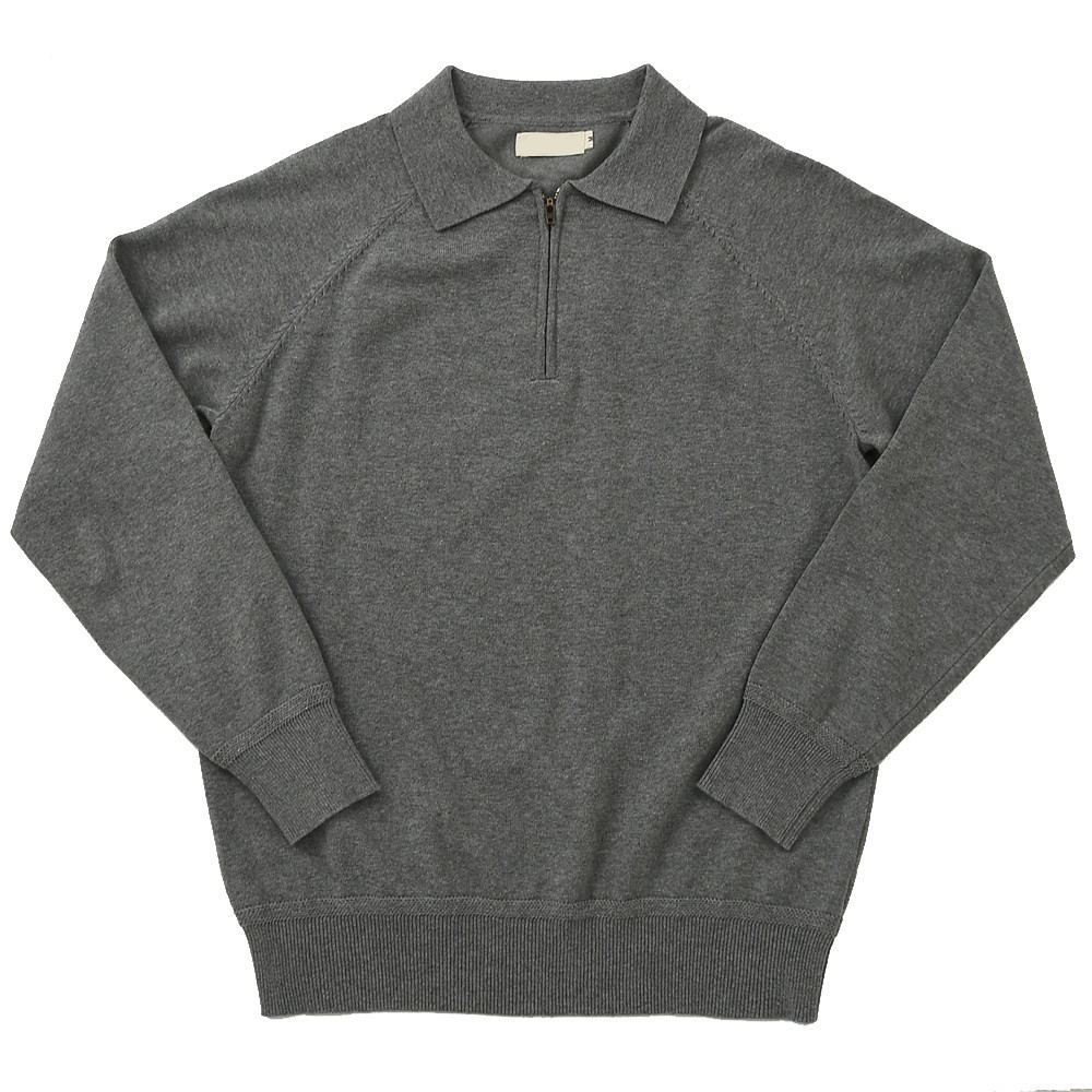 2023 Autumn and Winter Half-High Zipper Knitted Long-Sleeved Polo Shirt American Retro Business Casual Commuting T-shirt Linear Men's - Image 3