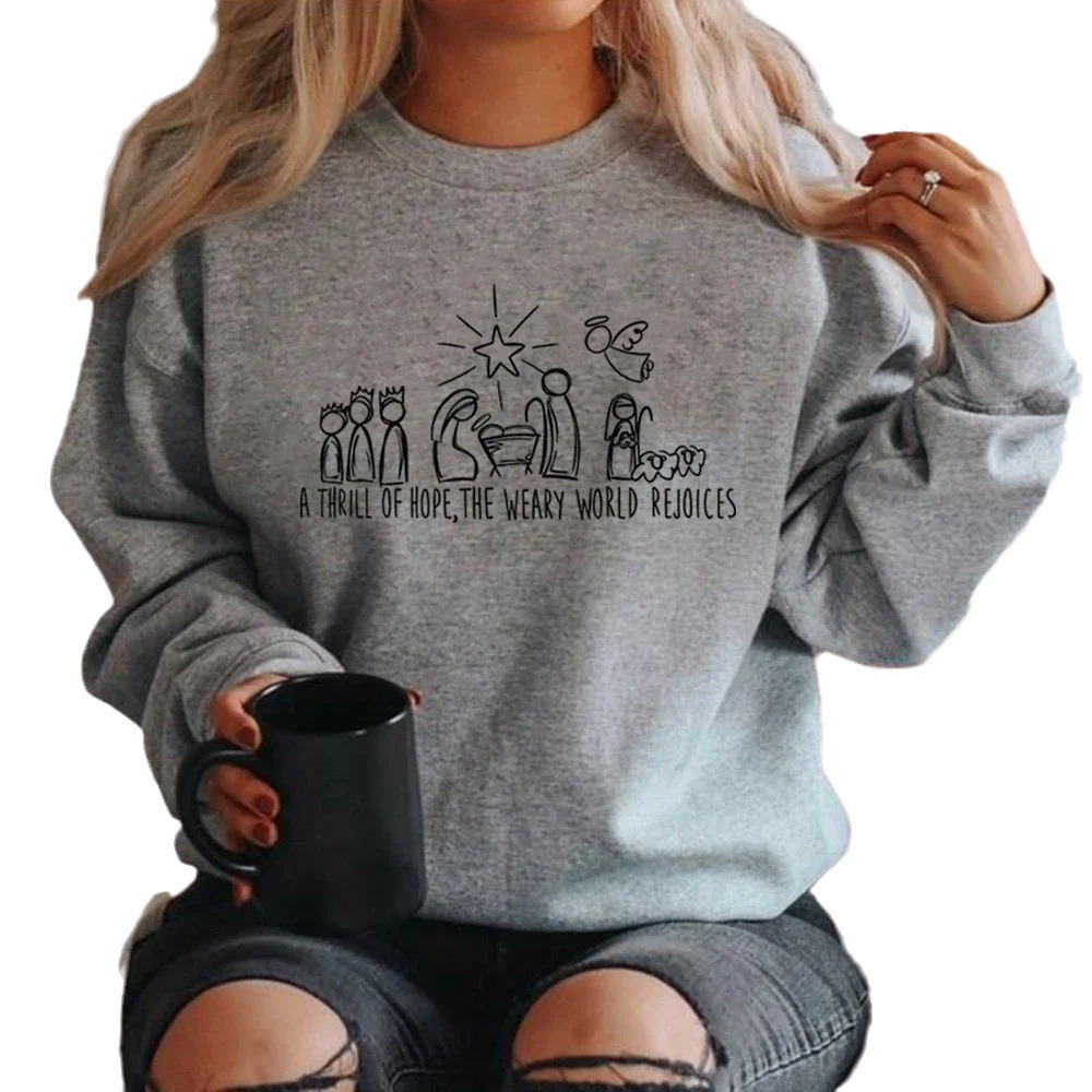 Christian Christmas Sweatshirt Nativity Scene Sweater - Image 5