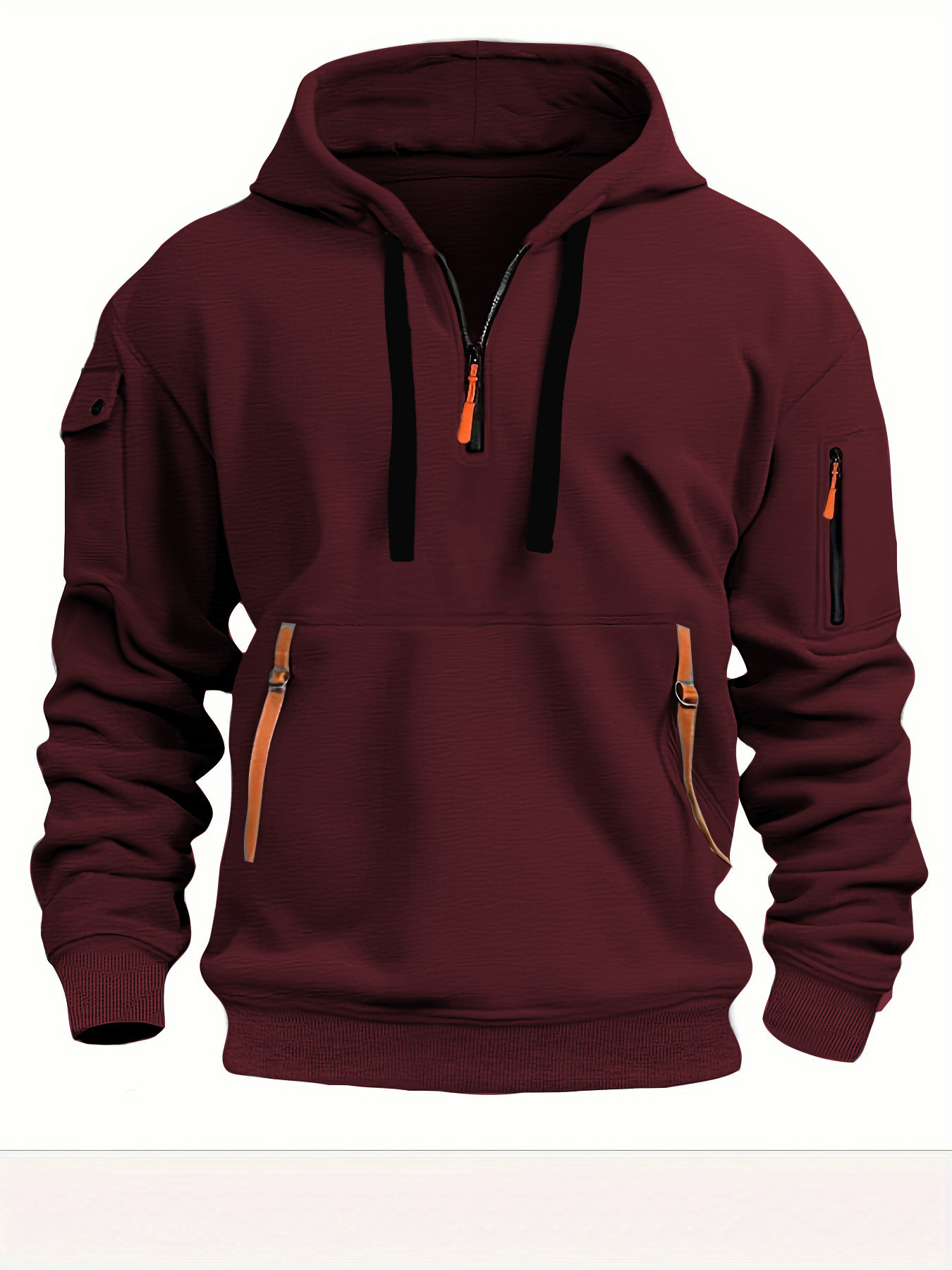 2024 new cross-border autumn and winter men's sweatshirt hooded zipper multi-pocket pullover men's sports casual jacket - Image 12