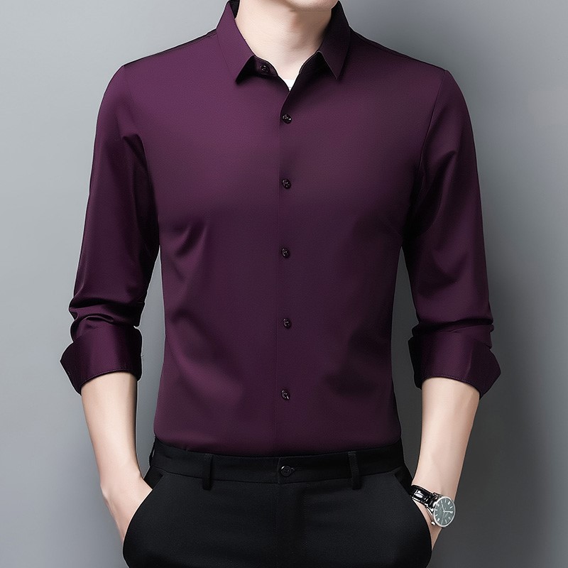 Pierre Cardin High-end Men's Silk Long-Sleeved Shirt, Thin Style, Autumn and Spring, Business Casual, Wrinkle-Free Shirt - Image 11