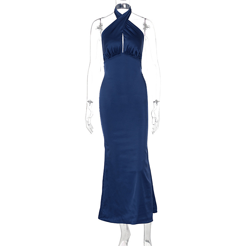 European and American dress 2025 summer new style fashion temperament backless strappy satin sleeveless slim dress skirt - Image 4
