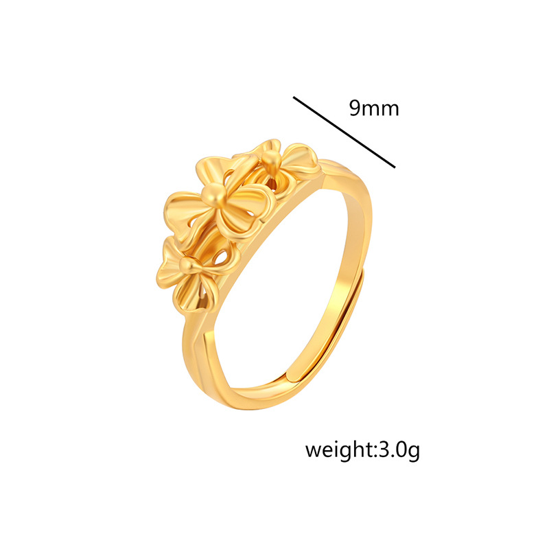 Xuping Simple Imitation Gold Flower Adjustable Ring, Copper Alloy Plated 24k Color, Niche European and American Cross-border Ring for Women - Image 6