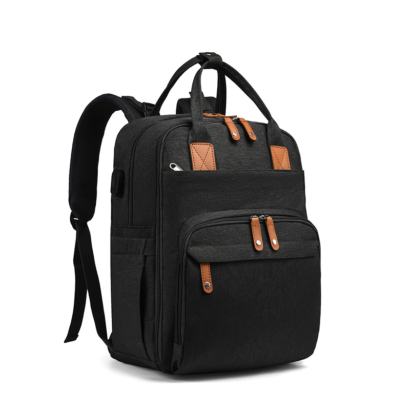 Foreign trade new extended baby bed mommy bag large capacity with diaper pad multi-layer mother and baby bag USB bed bag - Image 8