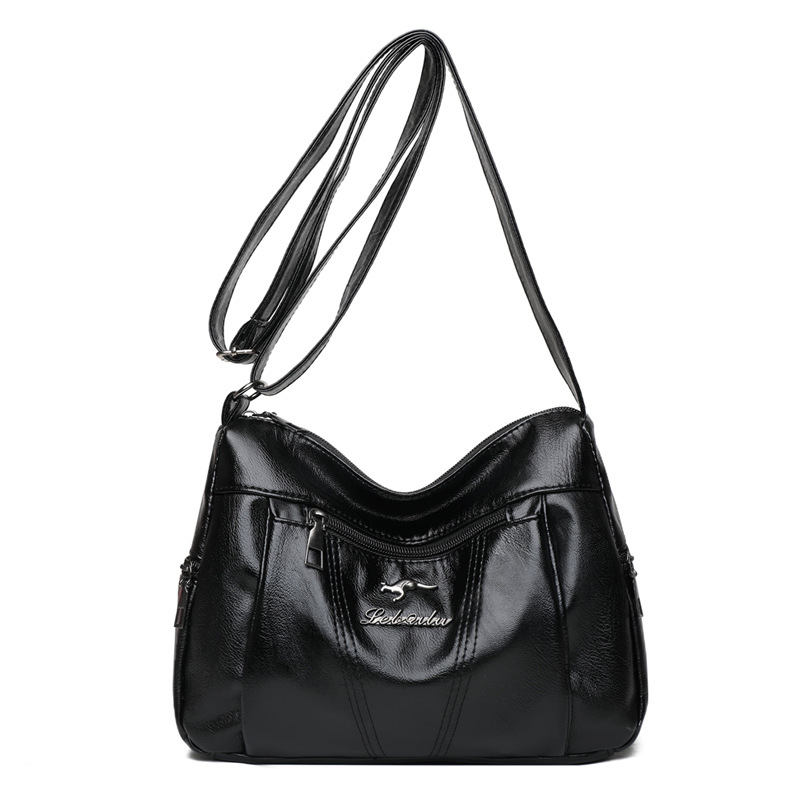 Soft leather bag women 2021 new trendy mother bag large capacity fashion atmosphere middle-aged and elderly mother-in-law single shoulder Messenger bag - Image 3