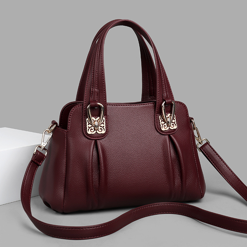 Bags 2023 new middle-aged and elderly women's casual soft leather large capacity messenger bag fashion trend handbag women's bag - Image 2