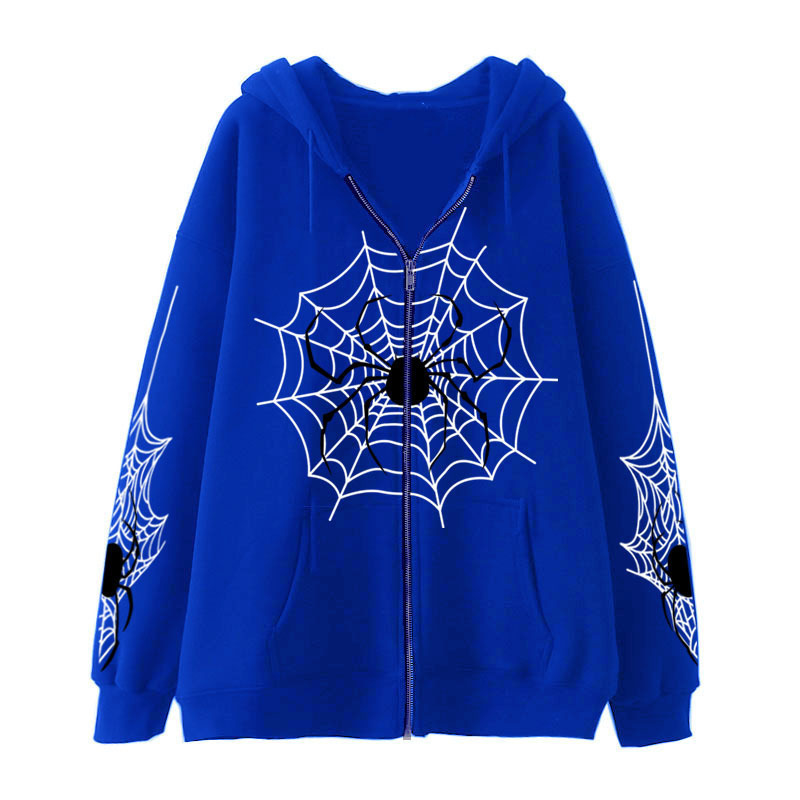 Cross-border youth spider web metal zipper sweatshirt street trend spring and autumn hoodie American retro casual jacket for men - Image 9