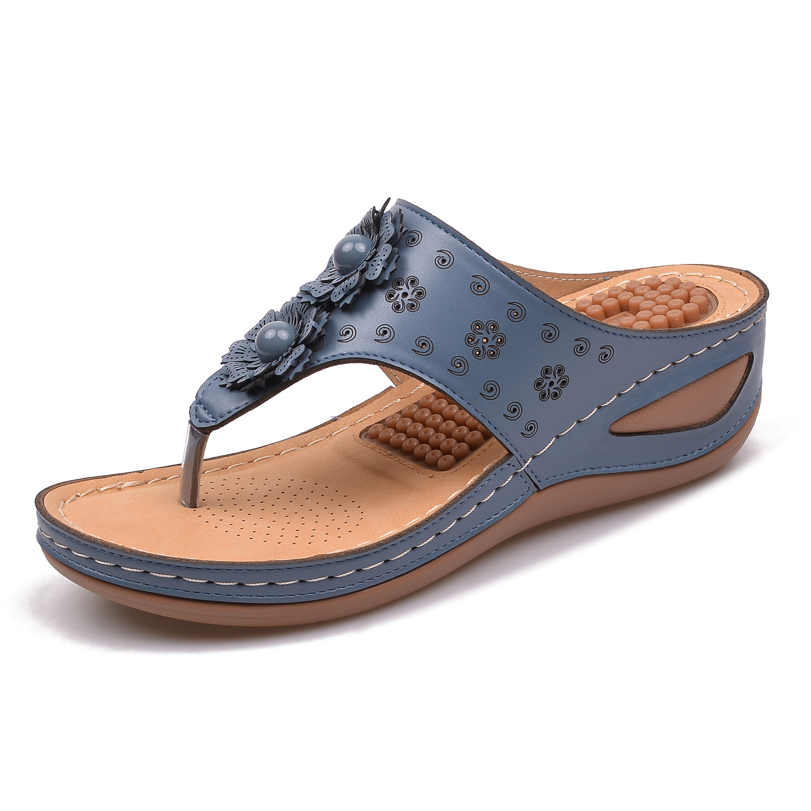 European and American flip-flops women's non-slip outerwear new summer fashion casual wedge heel thick-soled beach sandals - Image 5