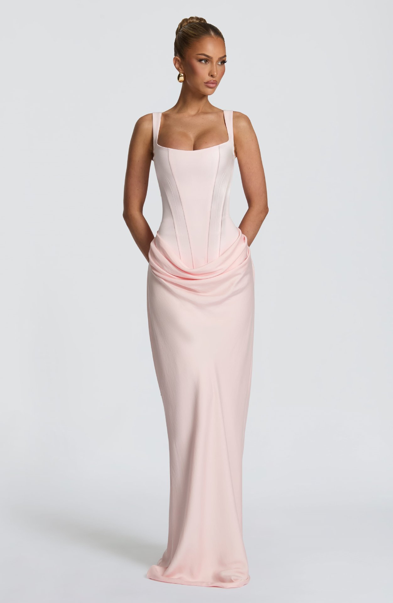 European and American style women's casual long-sleeved slim-fit herringbone pure and sexy suspender long dress slim solid color hip-hugging dress - Image 7