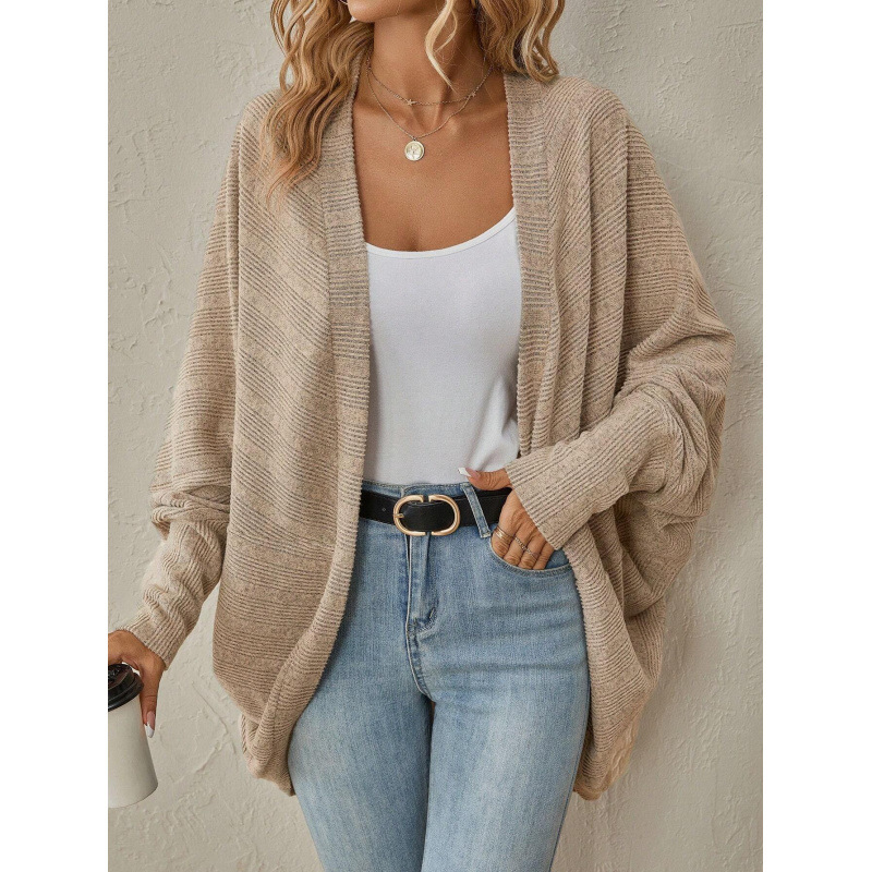 2025 European and American women's clothing autumn and winter new knitted cardigan AliExpress solid color cardigan mid-length knitted sweater - Image 3